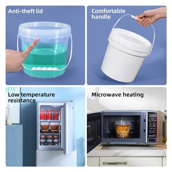 1L-50L Food Grade PP Round Pail Thickened Plastic Paint Bucket for Drums Pails Barrels
