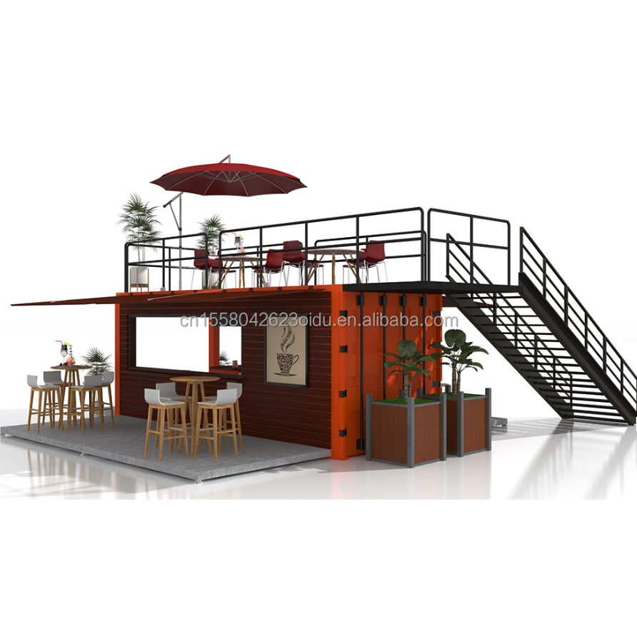 Galvanized Steel Square Tubes Container Houses 20ft Custom Flat Packaging Quick Installation Wooden Container Prefabricated House Garden Office