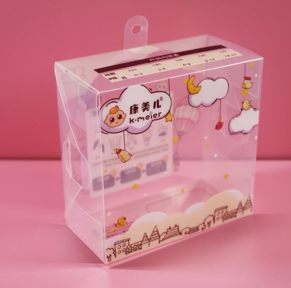 PVC PP PET Plastic Packaging Box Pink Cartoon Transparent for Shoes Packing