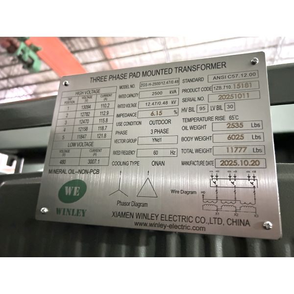 2500Kva Three Phase Pad Mounted Transformer