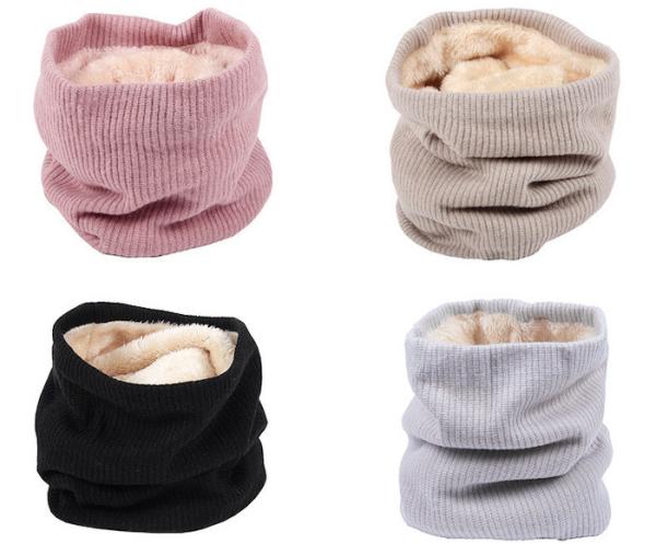 Double Layer Eco Friendly Yellow RPET Knitted Collar Warmer Lining With Velvet