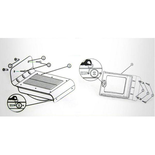 3 W Solar sensor light by motion sensoring and dim mode for garden,path and corridor