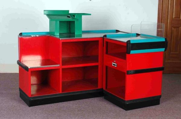 Steel Plastic Material Supermarket Cashier Counter , Retail Check Out Counters