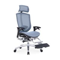 Silla de oficina de malla de reposabrazos de elevación gris azul para un trabajo cómodo y productivo