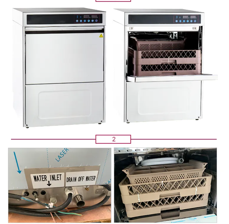 7.5kw / 2.5kw Industrial Dish Washing Machine OEM Dishwasher Countertop