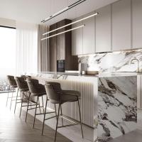 Meubles de cuisine en bois modernes Armoires de cuisine modulaires en MDF et contreplaqué Fournisseur de conception d'armoires de cuisine modernes