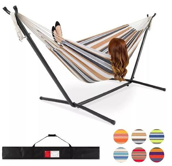 Portable Outdoor Folding Hammock 200kg Capacity Double Hammock With Stand