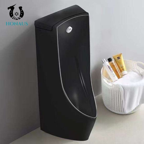 Black Multi Shape Male Standing Urinal Sensor Flush Commercial Urinals