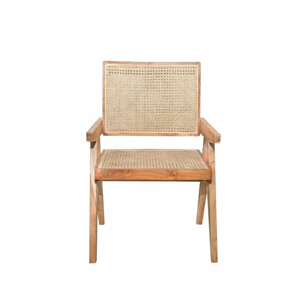 Party Wood And Cane Dining Chairs Adjustable Size Wood Rattan Dining Chair