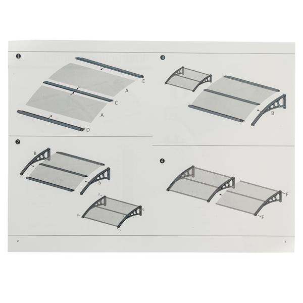 Soundproof 200x100 Canopy Rain Cover , Polycarbonate Porch Canopy Black Holder
