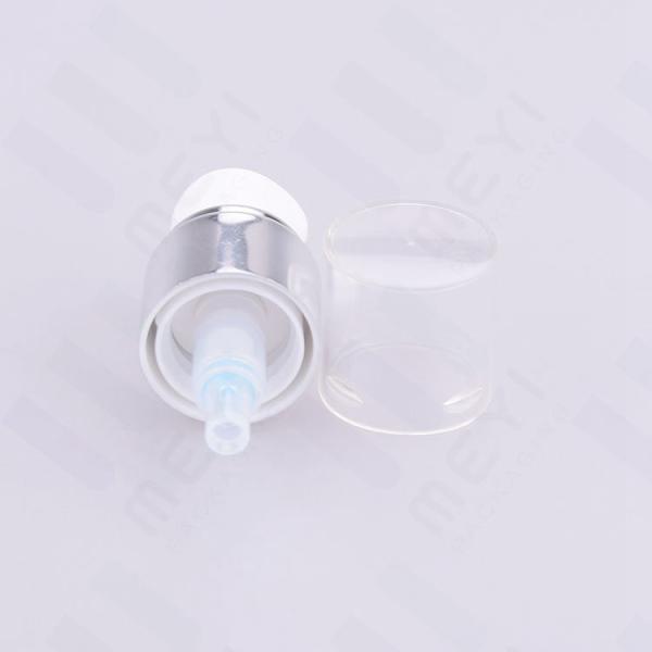 Pompe cosmétique de jet de pompe de traitement de pp avec le chapeau, 18/410 pompe crème en aluminium argentée