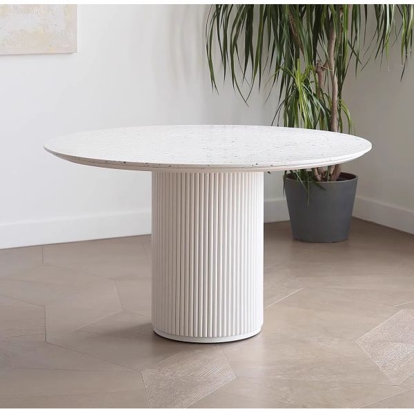 Nordic Home Furniture White Round Dining Table 6 Seater Wooden Modern Luxury Dining Table and Chairs Set for Dining Room