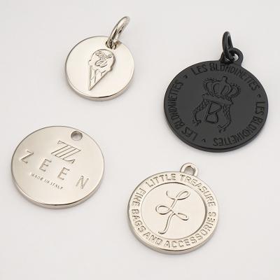 Zinc Alloy Custom Metal Logo Tags For Handbags With Ring Stylish And Durable Custom Design