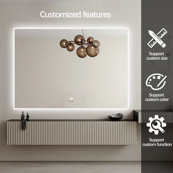 Acrylic Frame Smart Touch LED Demister Mirror , Bathroom Mirror With Lights And Demister