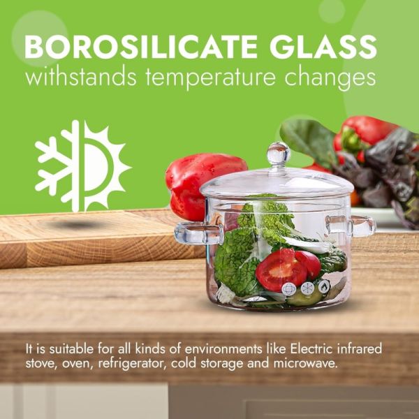 Modern Heat Resistance Glass Cooking Pot Multi Functional Tableware Soup Set