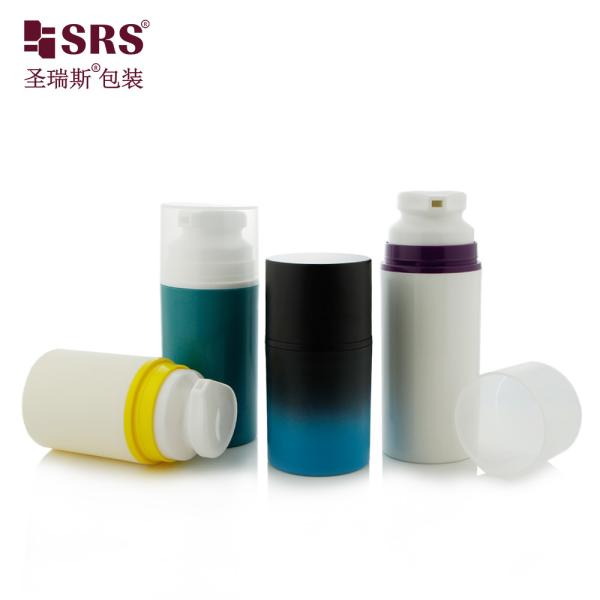 PA603 Injection personnalisée couleur brillante verte blanche violette rose ronde bouteille de lotion sans air avec pompe