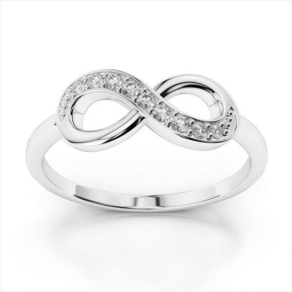 Anéis Infinitos de Amor de Pedra Branca em 925 Sterling Silver para o Amor Eterno
