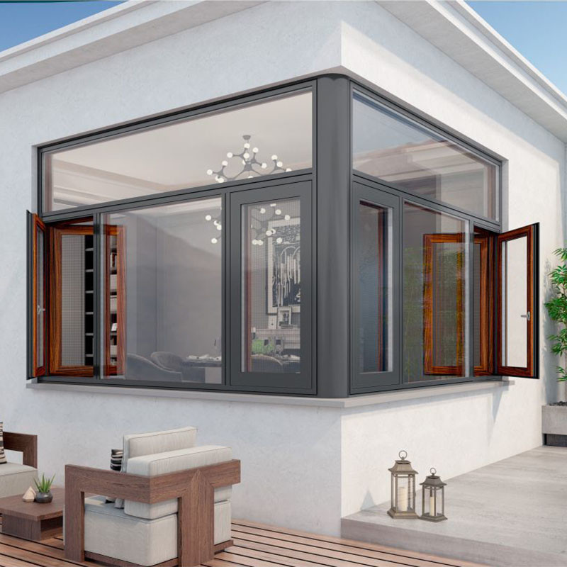 French Simple Design Double Hung Black Aluminum Frame Casement windows for Home With Security Grill