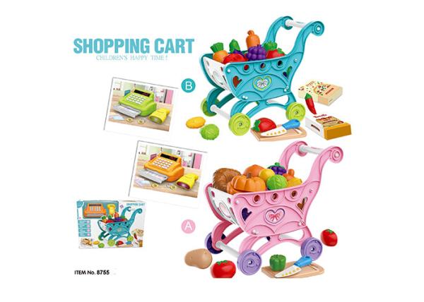 W / Fruit Age 3 Pink 33Pcs Childrens Toy Kitchen Sets 17  Pretend Play Cashier Shopping Cart