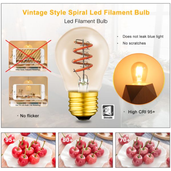 Спиральная электрическая лампочка 230V СИД шарика G45 4W 2200k нити СИД мягкая для декоративного