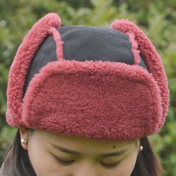 Fashion Real Genuine Leather Hats , Leather Bomber Hat Custom Size