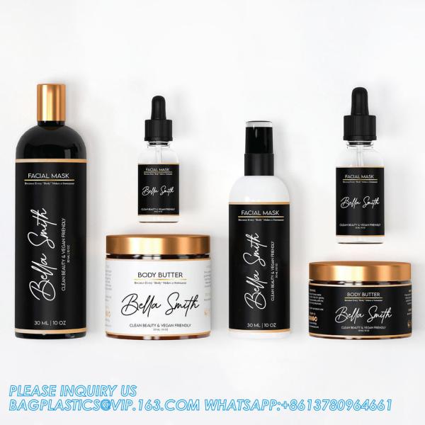 Waterproof Cosmetic Bottle Makeup Product Jar Labels Sticker, Customized Logo Printed Gold Foil Labels For Cosmetic