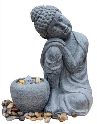 Hand Holding Face To Have A Rest Buddha Water Fountain For Garden And Home