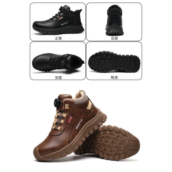 Electrical Safety Shoes Work Boots with Anti-smashing Plastic Toe, Rubber Sole, and Microfiber Leather for Ultimate Protection