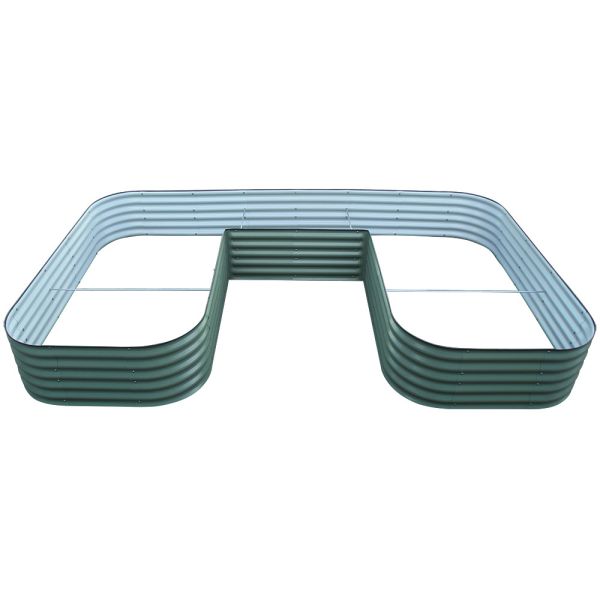 U-Shape Dark Green Galvanized Raised Garden Beds For Vegetables 7*11.5*1.4 Ft