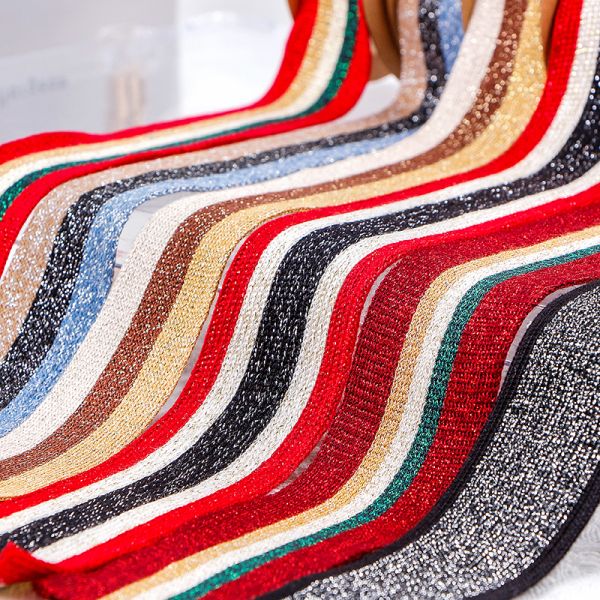 2.6cm Width MSD 2023 Supply Striped Knit Jacquard Ribbon Featured Clothing Accessories