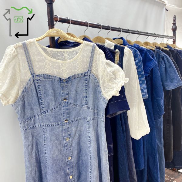 Women's Second Hand Denim Dress Fashion Mixed Style Mixed Colors Used Clothes
