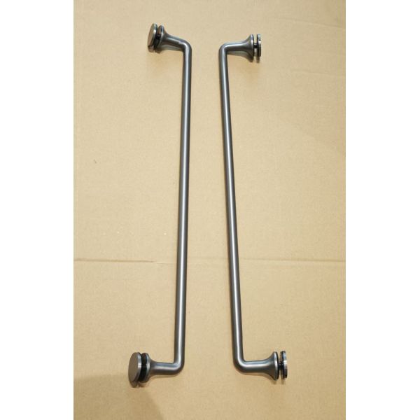 Convenient and Versatile Shower Glass Door Handle with L-Shaped Elbow Structure and Circular Bases