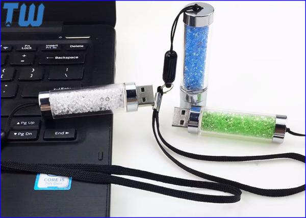 Transparent Cylinder Crystal Shining 32GB USB Flash Drive USB Memory Stick Free Lanyard