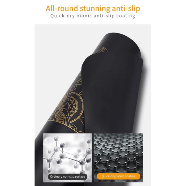 Golden Mandala With Position Line 5mm 68cm Wide PU Rubber Non Slip Yoga Mat For Pilates Fitness