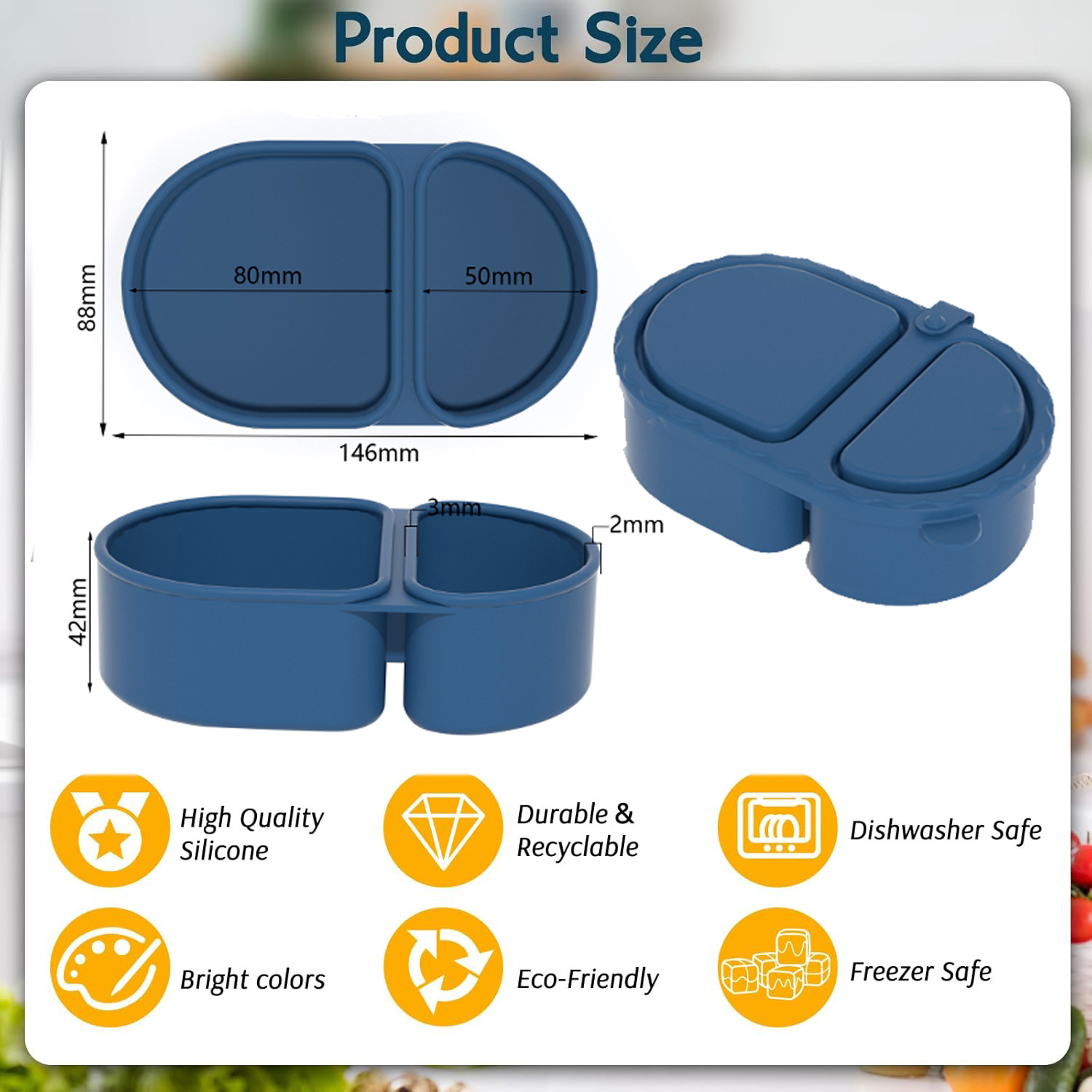 Wholesale Food Grade Silicone Lunch Box Set with Compartmentalized Storage Boxes