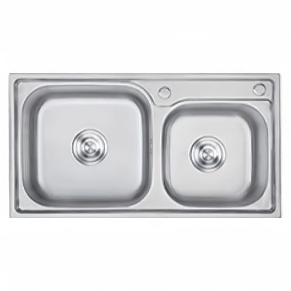 Stainless Steel Extended Sink, Rectangular Double Bowl Embedded Kitchen Sink