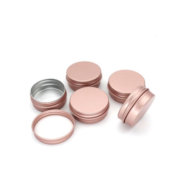 Matte pink Emboss Printing Hair Wax Cosmetic Cream Tin Container Metal Aluminum Tin Jewelry Earring Can