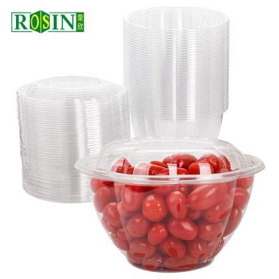 40oz Round PET Plastic Fruit Packaging Disposable Salad Containers With Lid