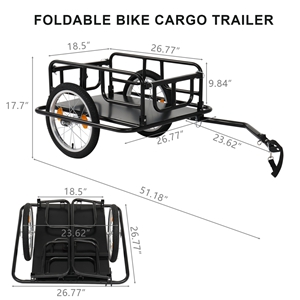 Foldable Bike Cargo Trailer with Bike Hitch, Bicycle Wagon Trailer with 16