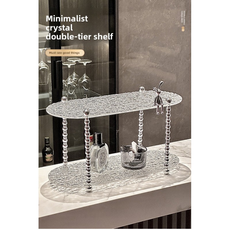 Modern Minimalist Design Acrylic Double-layer Standing Type Storage Rack for Bathroom Desktop