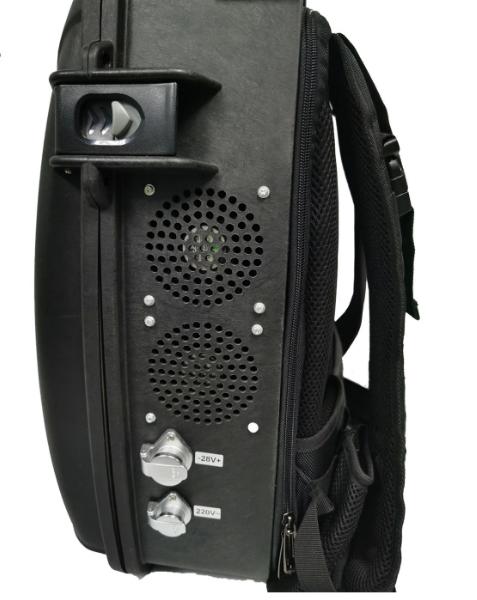 Bloqueador de drones tipo mochila de 8 bandas, alcance de 500-1500m, 50W de salida