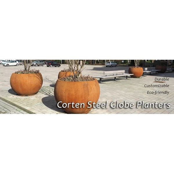 Баки плантатора дерева глобуса Corten на открытом воздухе геометрических сфер стальные для Streetscape