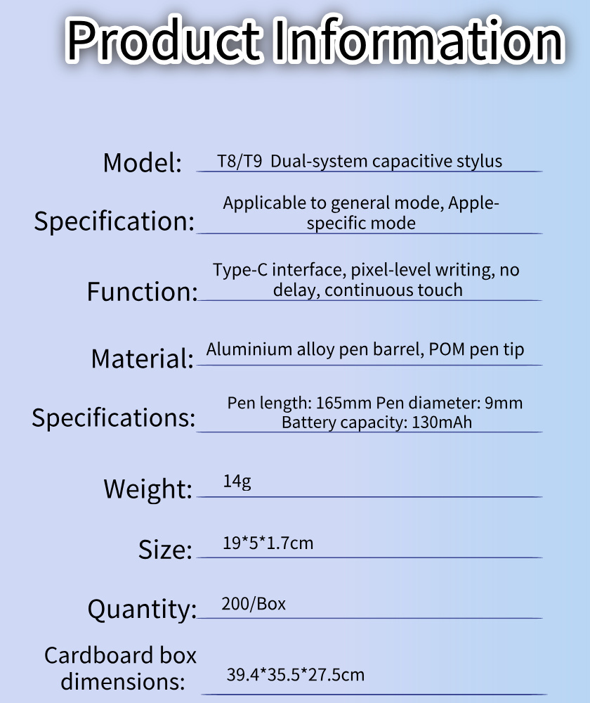 Active Stylus Pen 360-Day Standby Type-C, Digital Pencil iPad Android No Bluetooth, Aluminum POM Tip OEM Wholesale Supplier