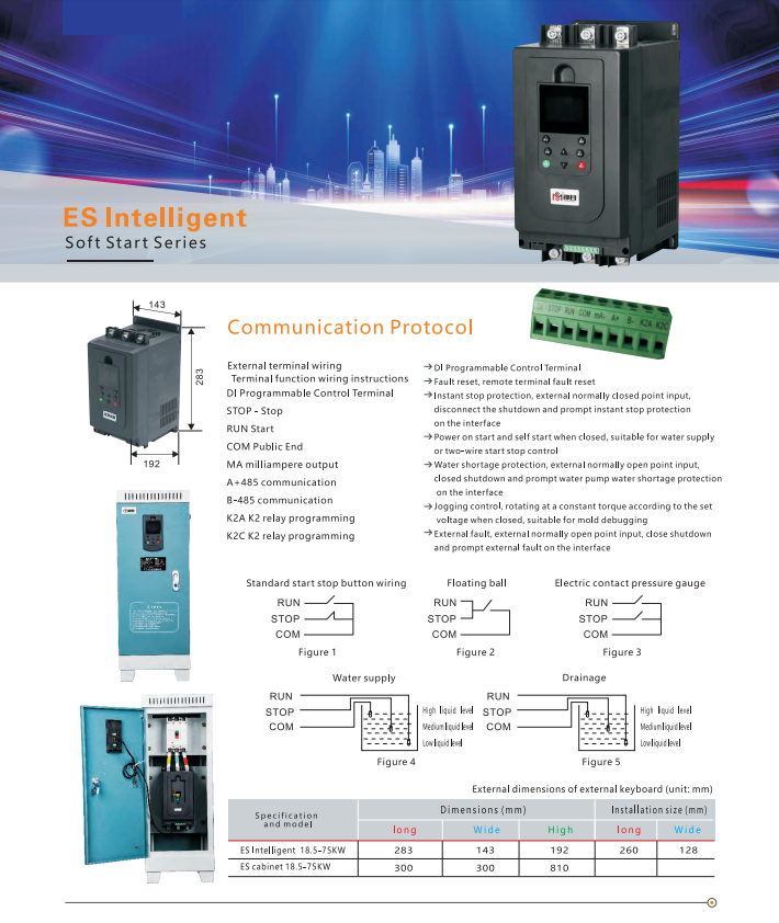 ASHAN ES-22KW Smart Online Soft Starter 3 Phase 380V Motor Controller Special Soft Start for Fans and Pumps