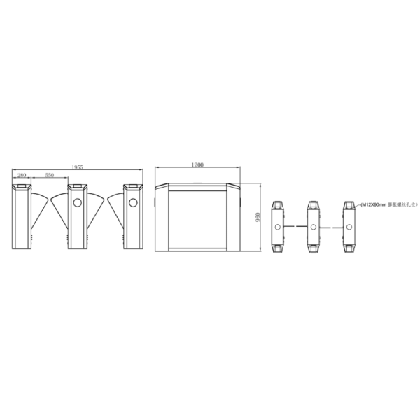 Indoor/Outdoor Pedestrian Flap Barrier Gate With Integrated RFID/QR Code Card Collectors