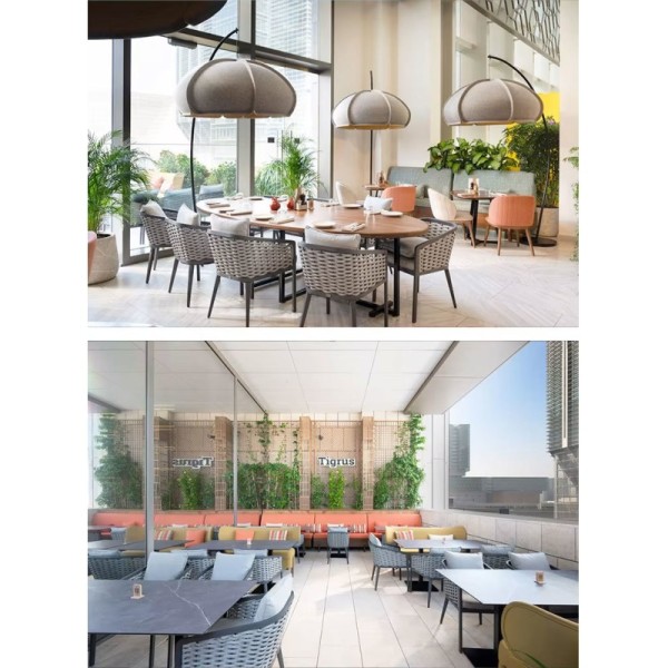 Luxury Upholstered Restaurant Chair with Curved Armrest and Solid Wood Frame for Customizable Commercial Dining