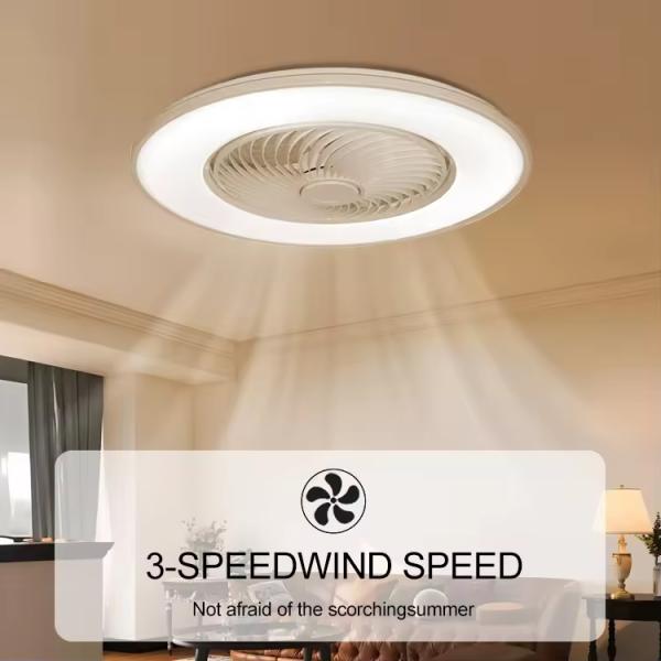 Luxueux ventilateur de plafond LED RGB de 48 W Smart Light App à distance moderne Wi-Fi / contrôle de musique