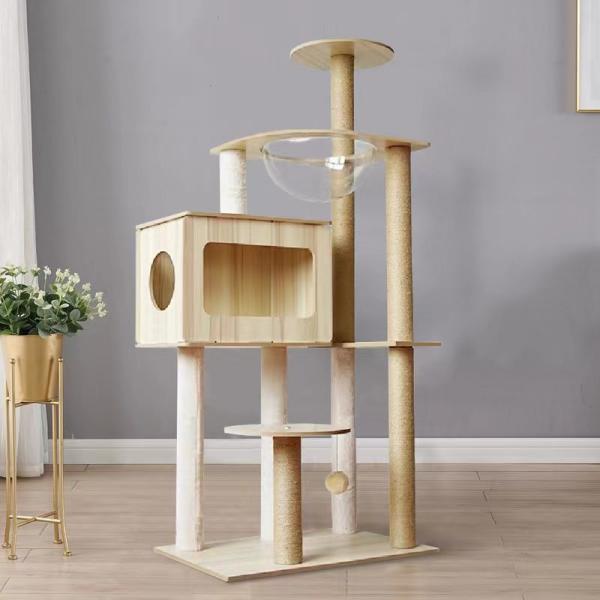 Juguetes para gatosTamaños personalizados Árbol de gato de madera con casas de rascador y juegos