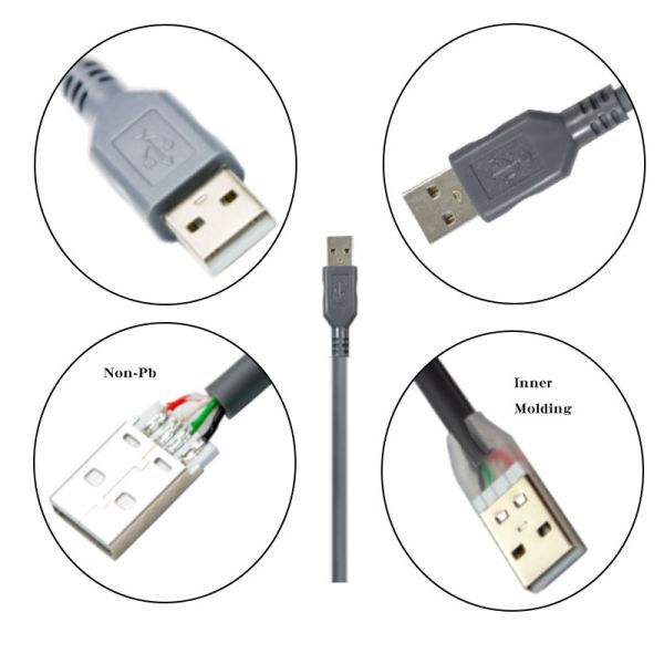 Spring Coiled Spiral USB Scanner Cable For Ls4278 Ds6707 Ds6708
