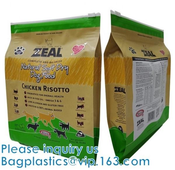 Custom Logo Recycled Pouches, Slide Zippers Lock, Gusset Mylar Dog Food Pet Food Packing, Flat Bottom Pouch